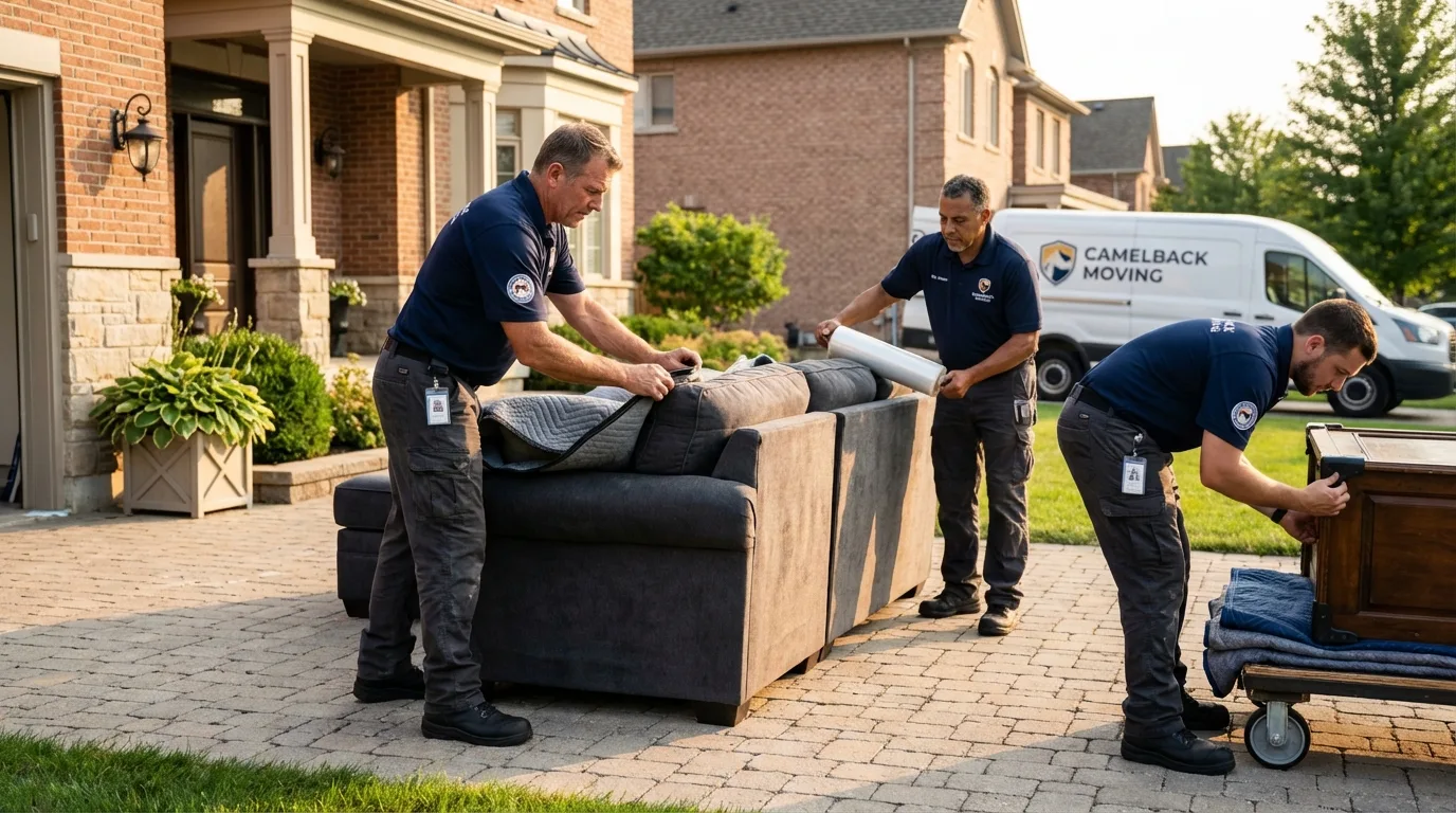 Large estate moving crew wrapping furniture in Pinellas Park, FL