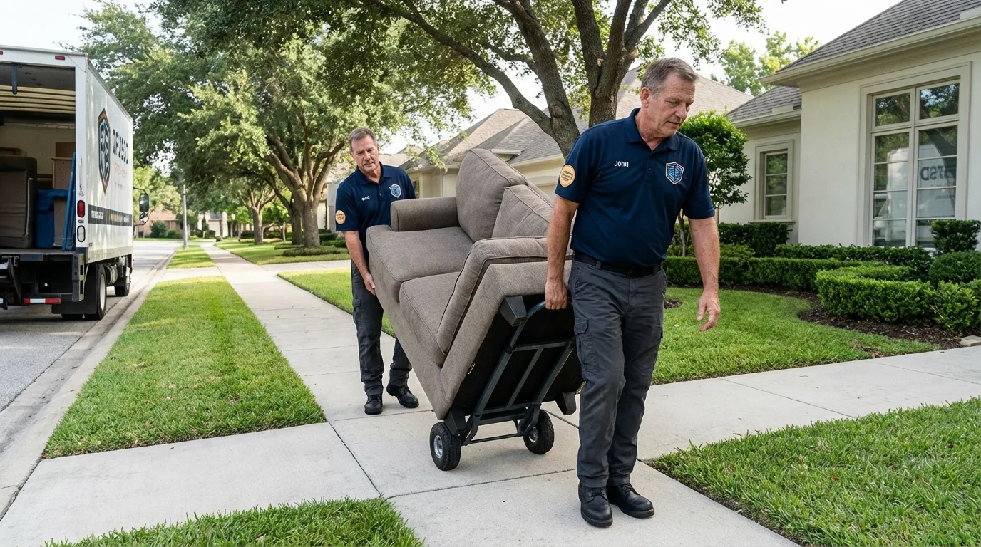 Local residential moving crew loading furniture in Pinellas Park, FL