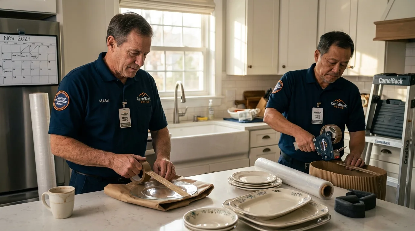 Professional crew packing kitchen dishware in Pinellas Park, FL